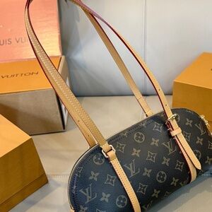 Louis Vuitton Black and Tan Monogram Shoulder Bag